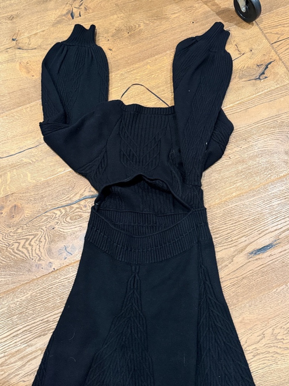 Free People Emmaline Black Square-Neck Mini Dress with Balloon Sleeves medium - Picture 5 of 7